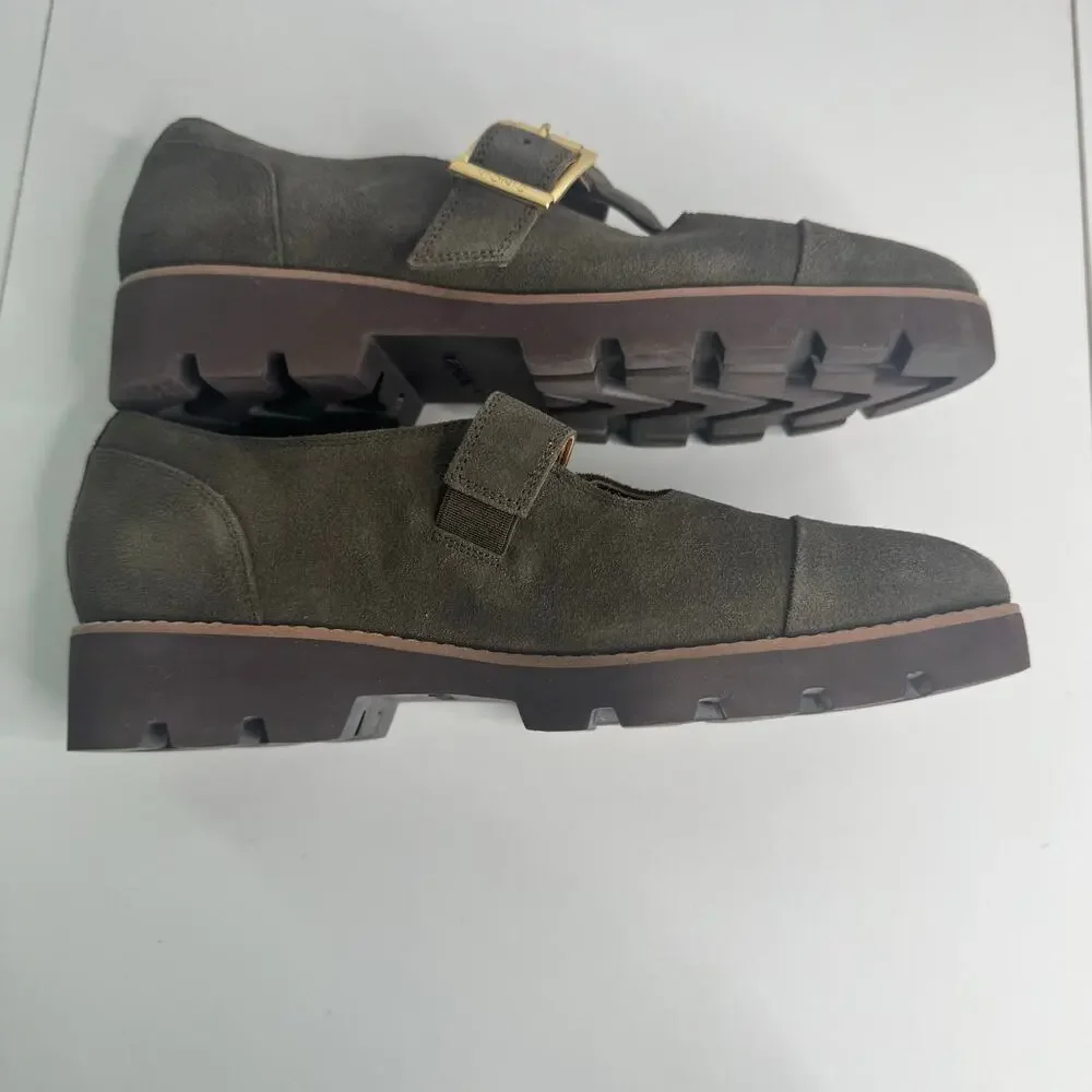 Vionic Carmen Mary Jane Shoes Women 9 Green Suede Comfort Lug Sole Casual